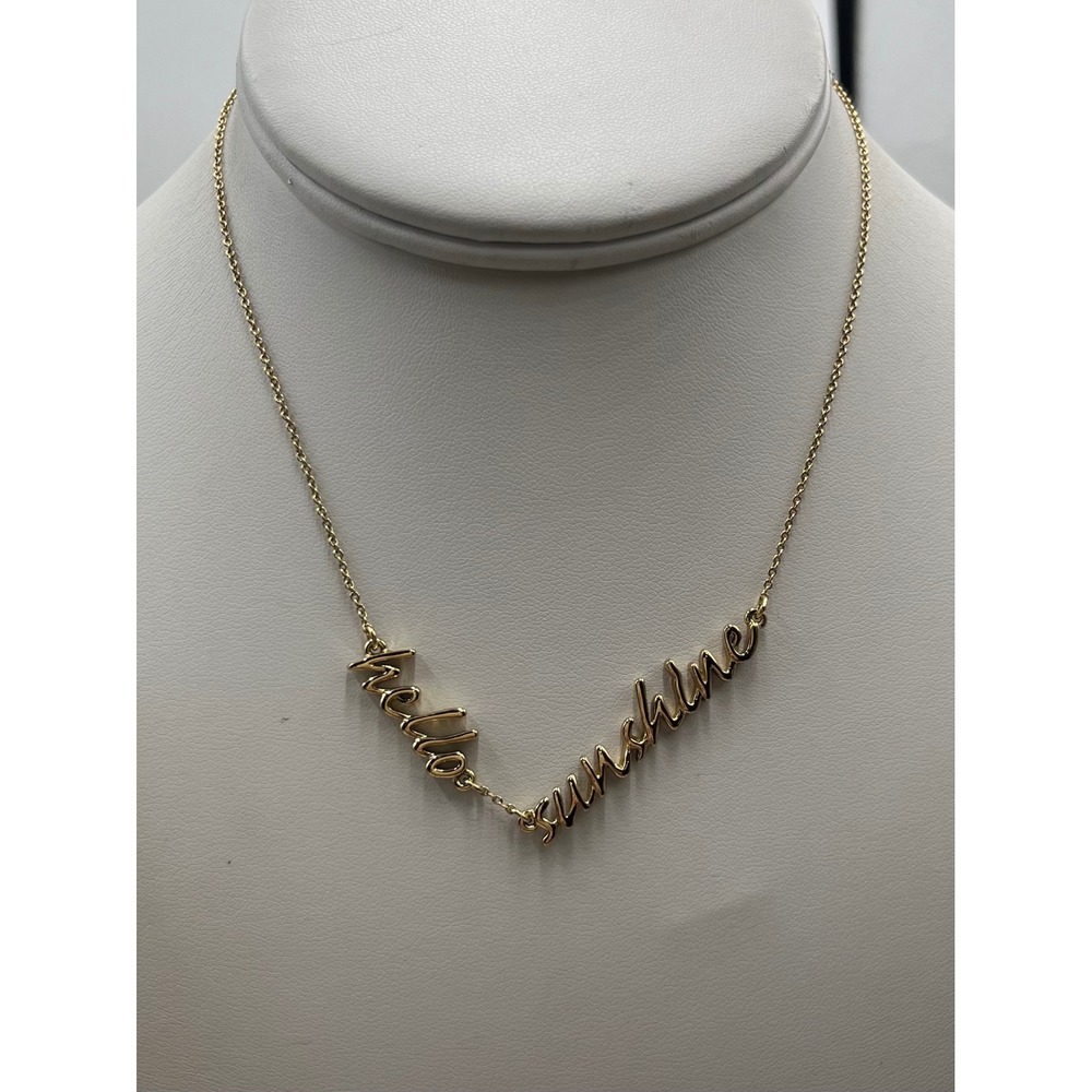 Kate Spade New York Say Yes Hello Sunshine Idiom Script Gold Plated Necklace
